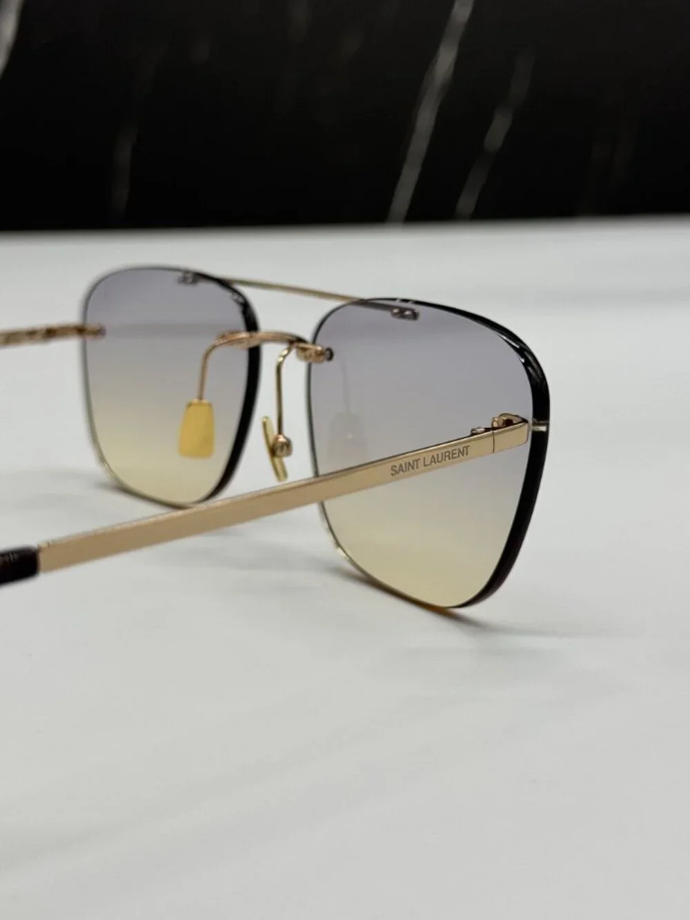 NEW SAINT LAURENT SL309 RIMLESS 004 SUNGLASSES UNISEX GOLD/PURPLE GRADIENT